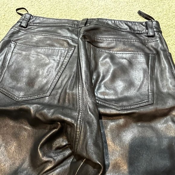 Vintage GAP Boot Fit Black Leather Pants Size 8 Button & Zipper Genuine Leather! - Picture 5 of 5